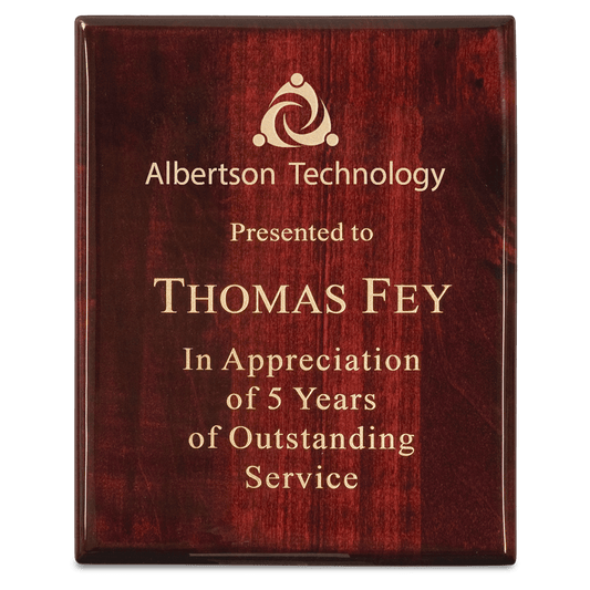 8" x 10" Premium Rosewood Piano Finish Plaque