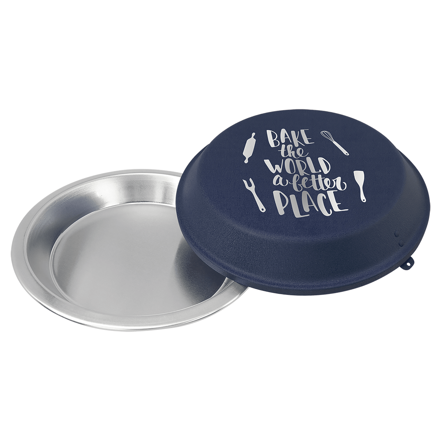 Aluminum Pie Pan with Navy Blue Lid - 9"