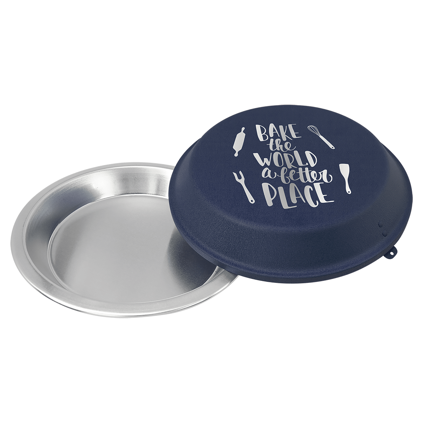 Aluminum Pie Pan with Navy Blue Lid - 9"