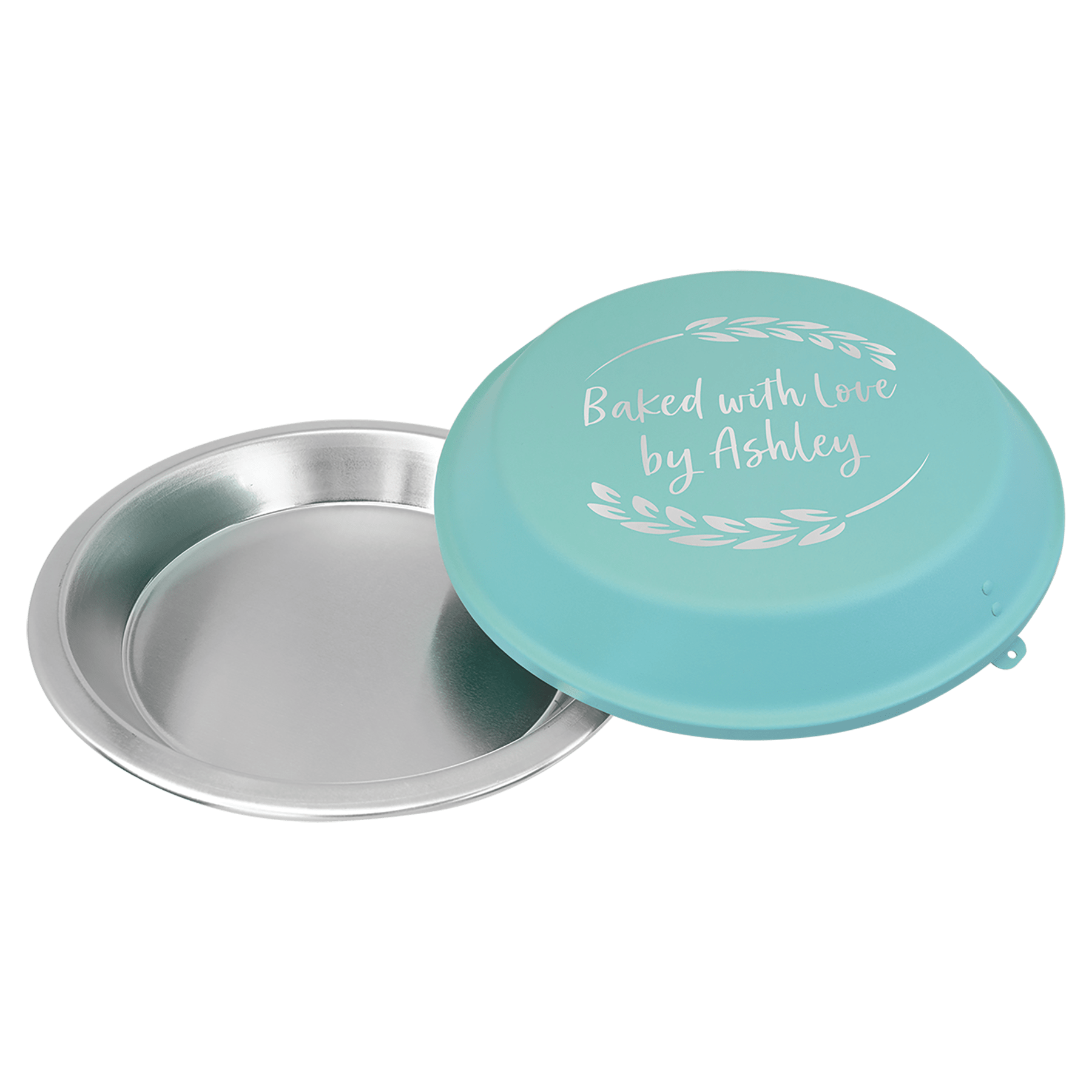 Aluminum Pie Pan with Teal Lid - 9"