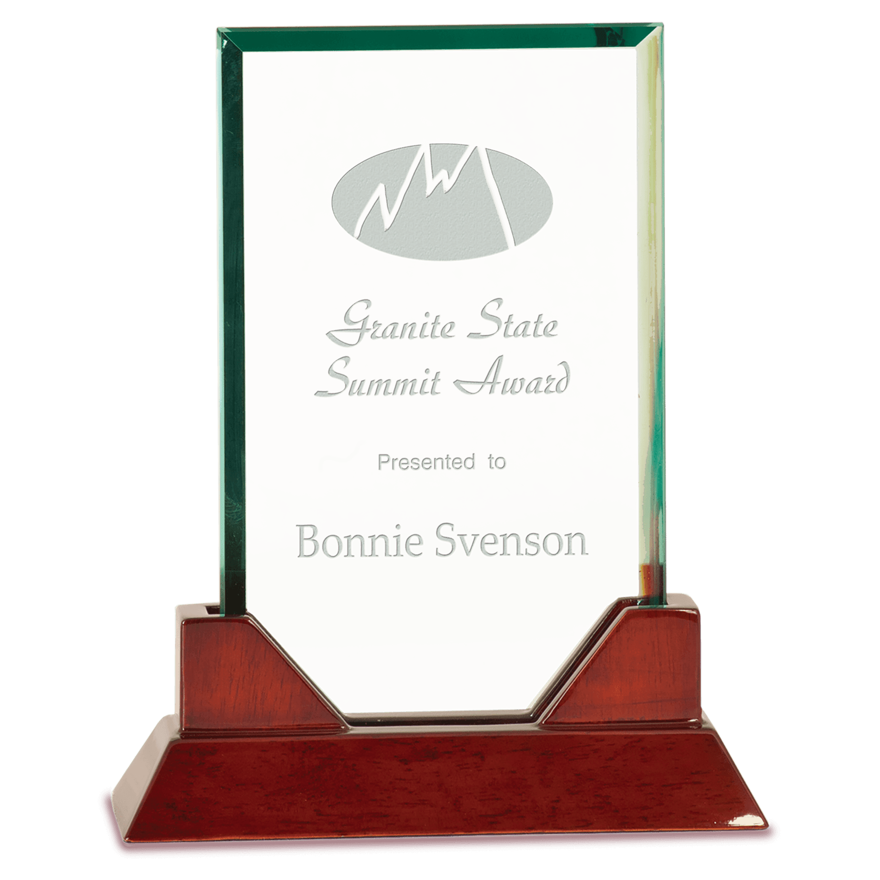 Rectangle Prestige Glass with Rosewood Piano Finish Base - 8 3/4"