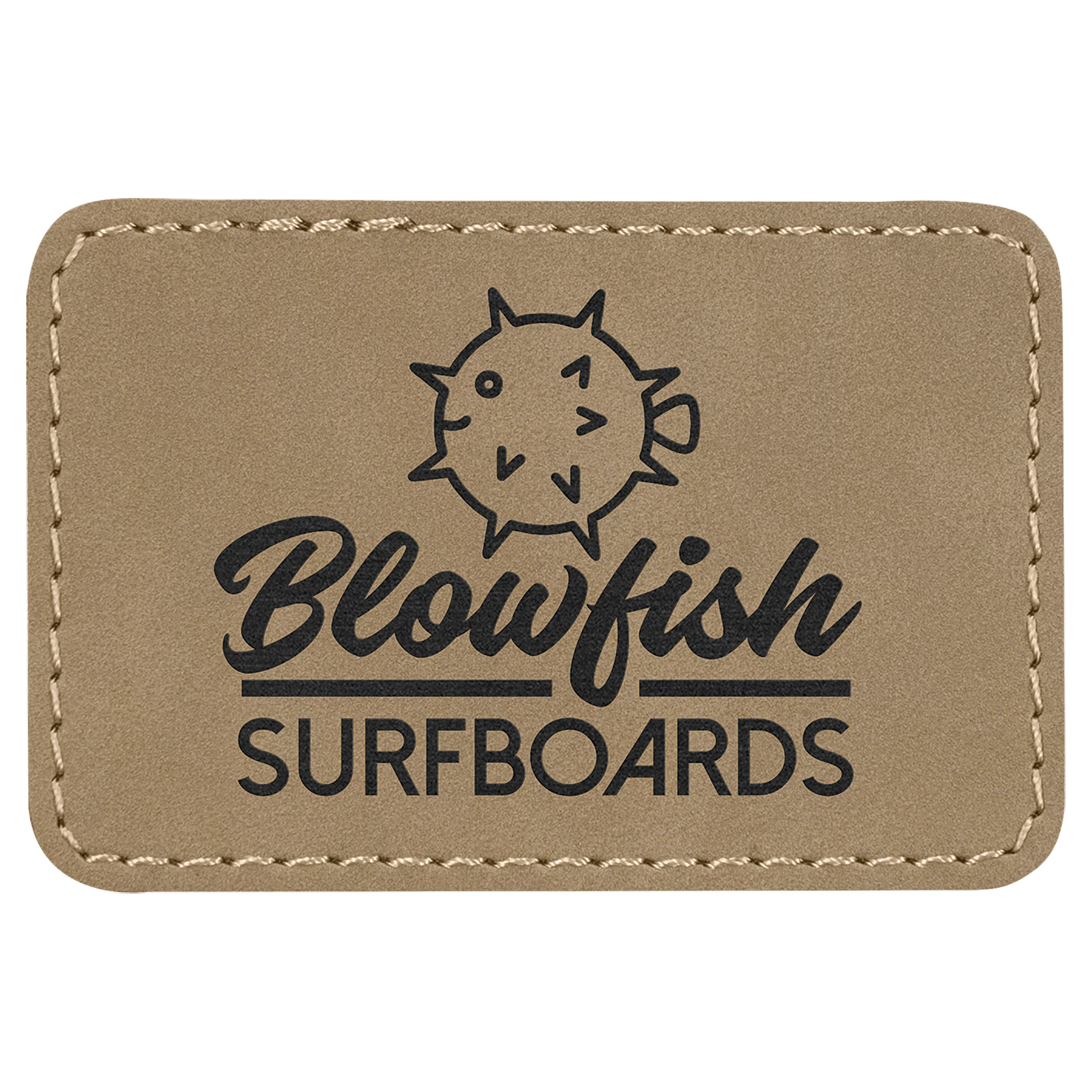 Rectangle Light Brown Engravable Leatherette Patch with Adhesive - 3" x 2"