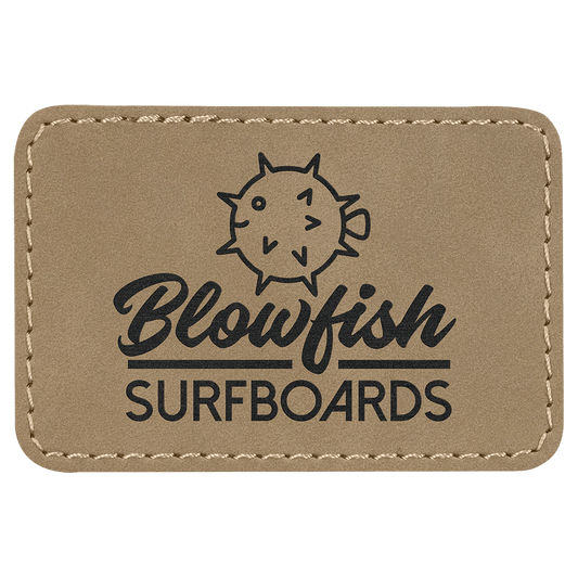 Rectangle Light Brown Engravable Leatherette Patch with Adhesive - 3" x 2"