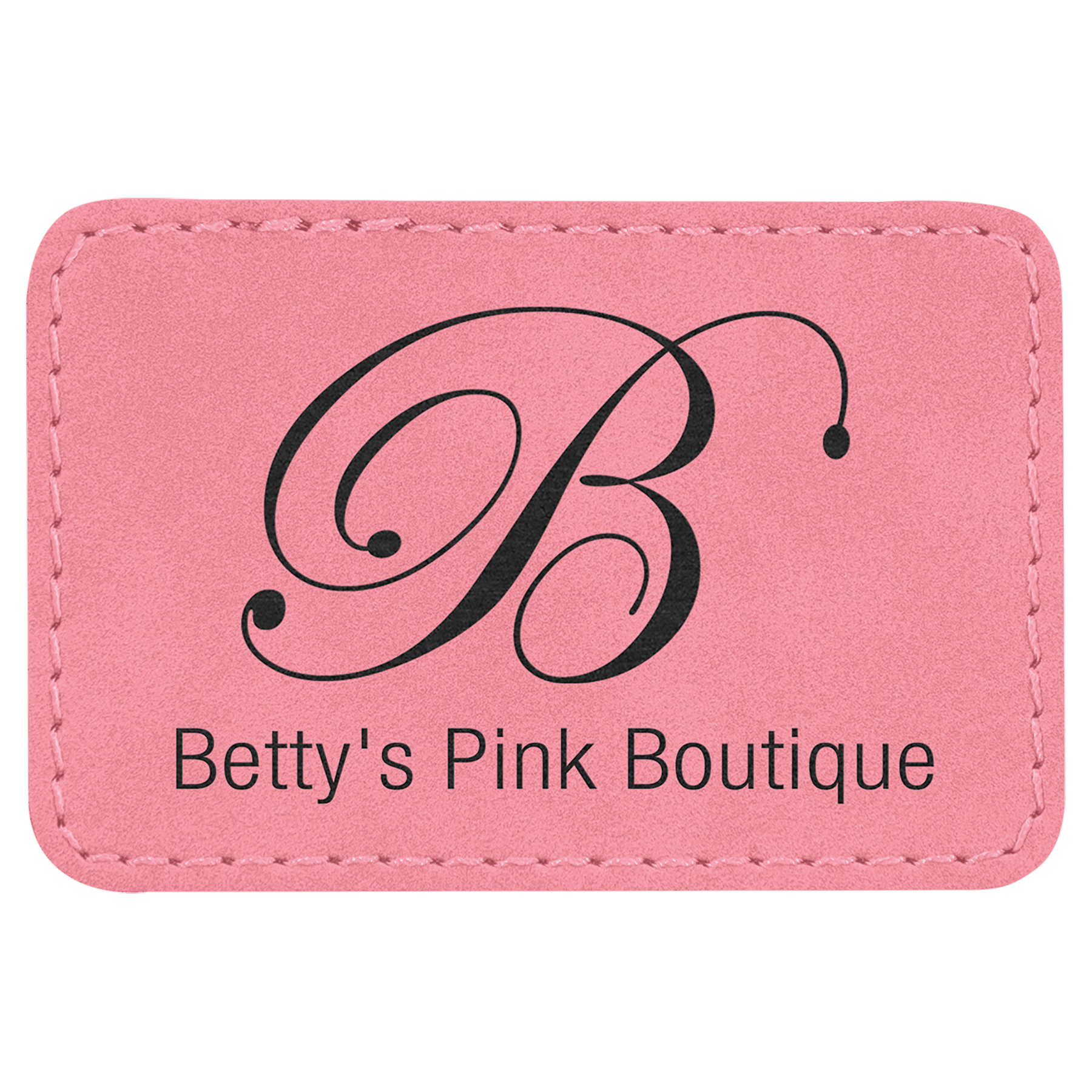 Rectangle Pink Engravable Leatherette Patch with Adhesive - 3" x 2"