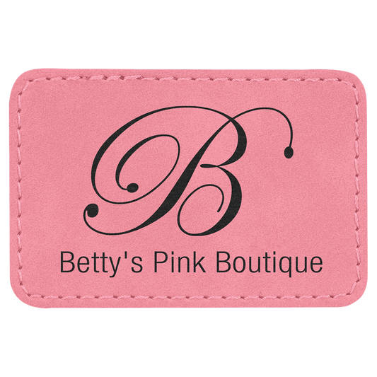 Rectangle Pink Engravable Leatherette Patch with Adhesive - 3" x 2"
