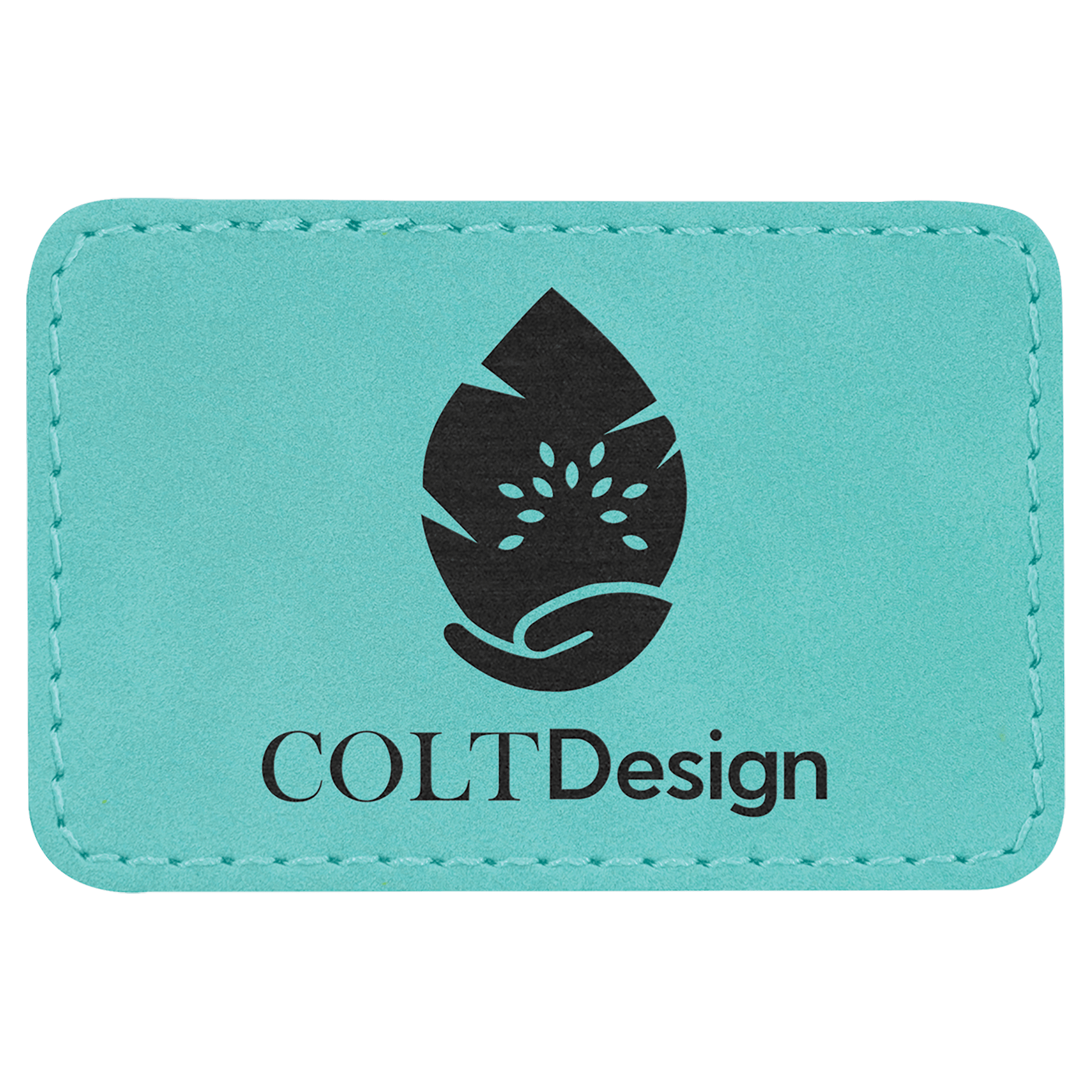 Rectangle Teal Engravable Leatherette Patch with Adhesive - 3" x 2"