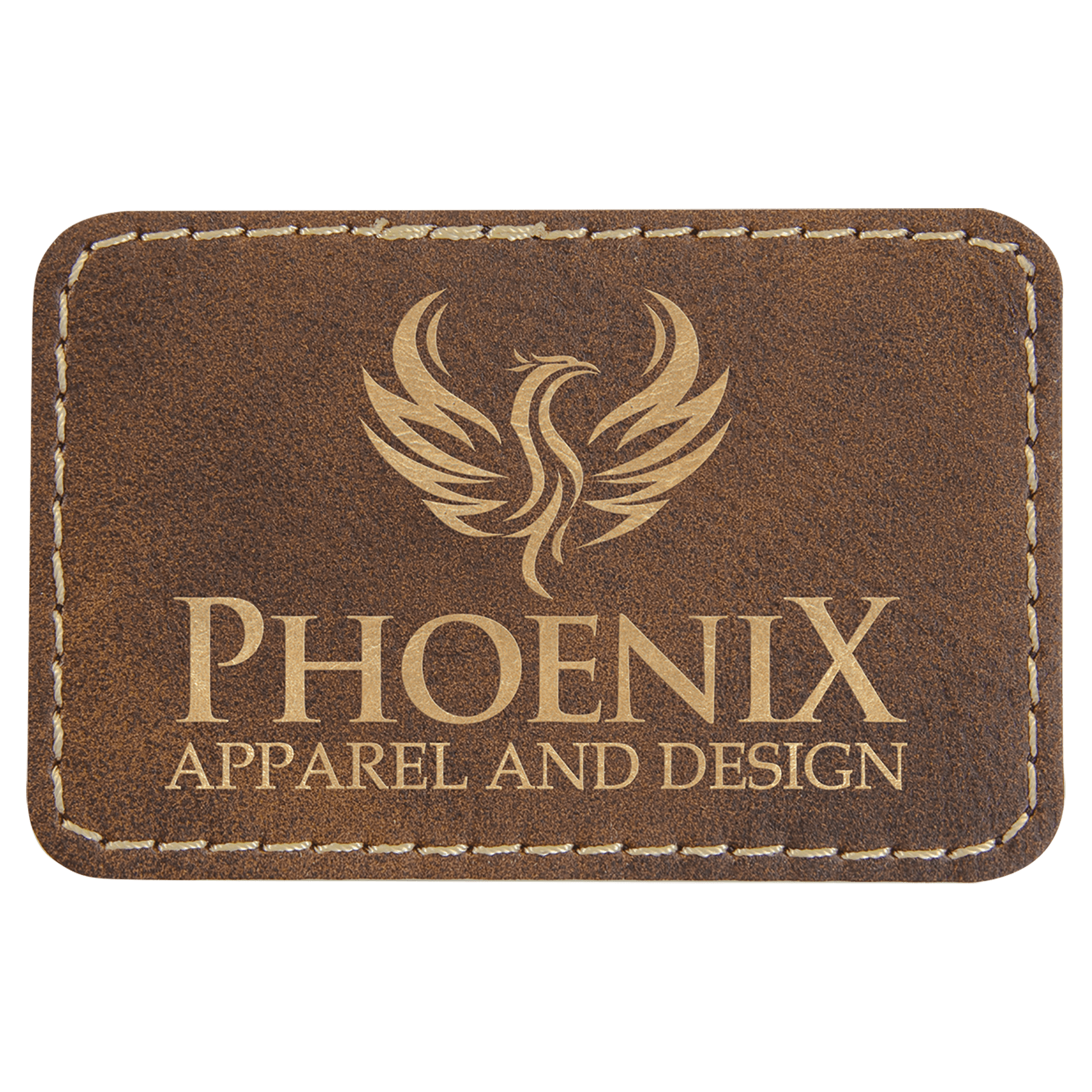 Rectangle Rustic/Gold Engravable Leatherette Patch with Adhesive - 3" x 2"