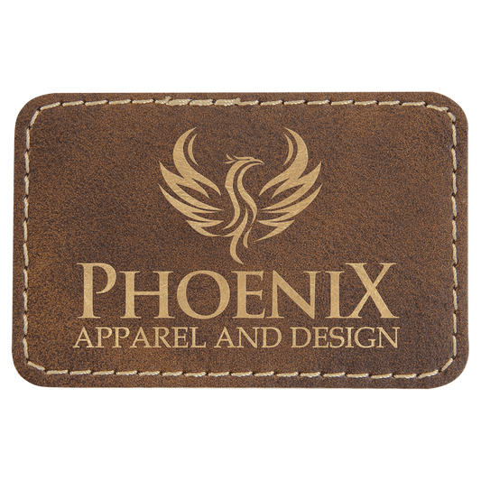 Rectangle Rustic/Gold Engravable Leatherette Patch with Adhesive - 3" x 2"
