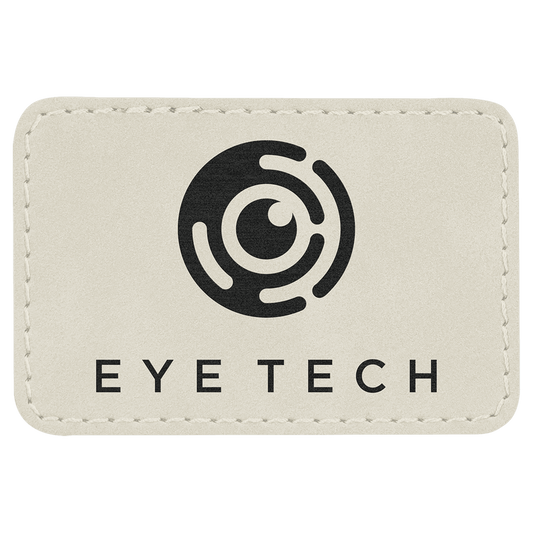 Rectangle White Engravable Leatherette Patch with Adhesive - 3" x 2"