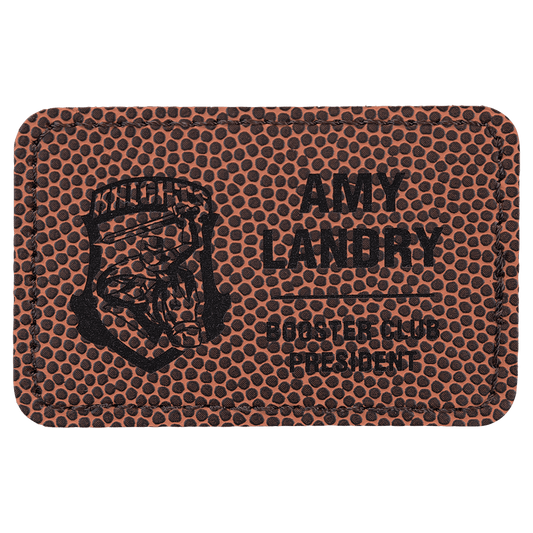 Rectangle Football Engravable Leatherette Patch with Adhesive - 3" x 2"