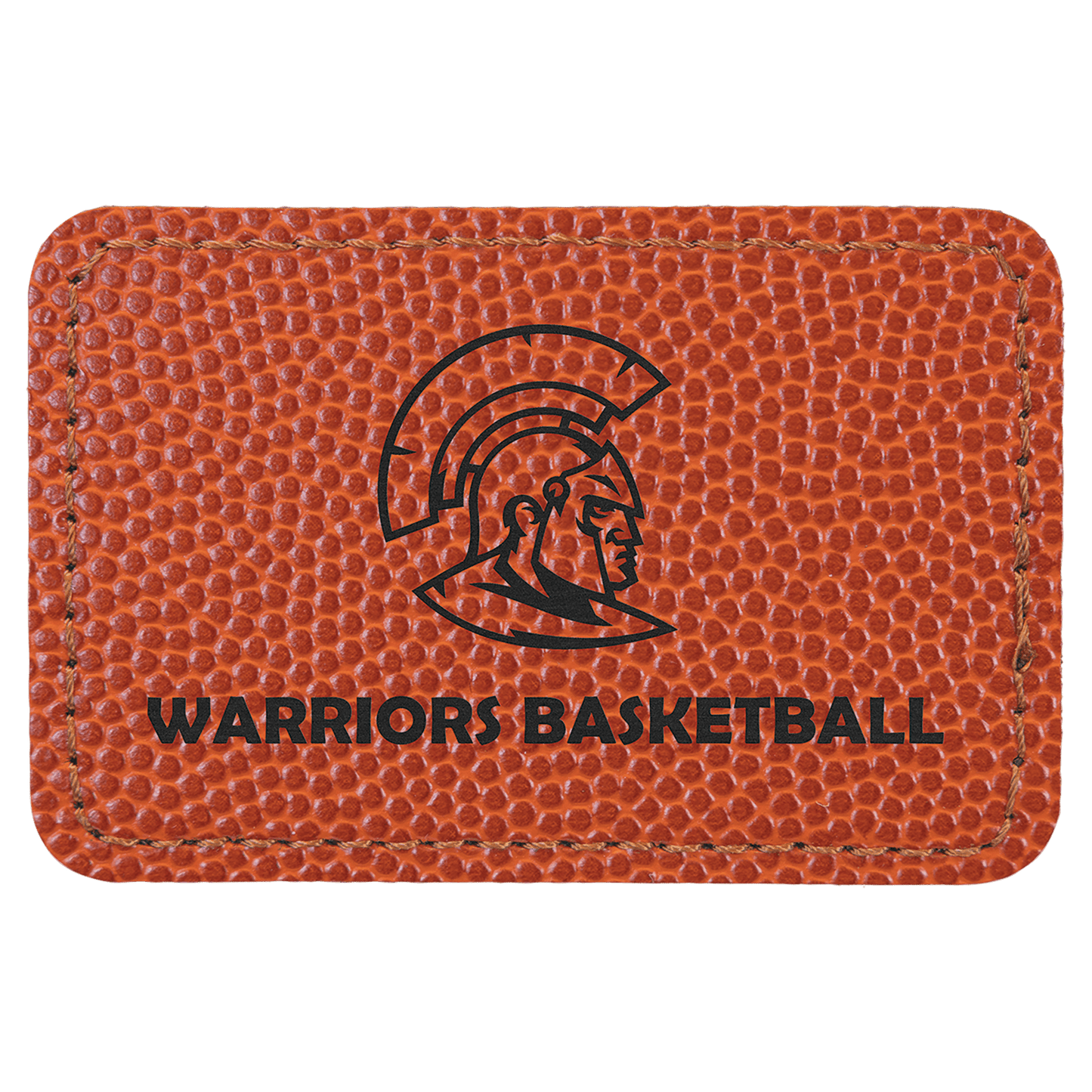 Rectangle Basketball Engravable Leatherette Patch with Adhesive - 3" x 2"