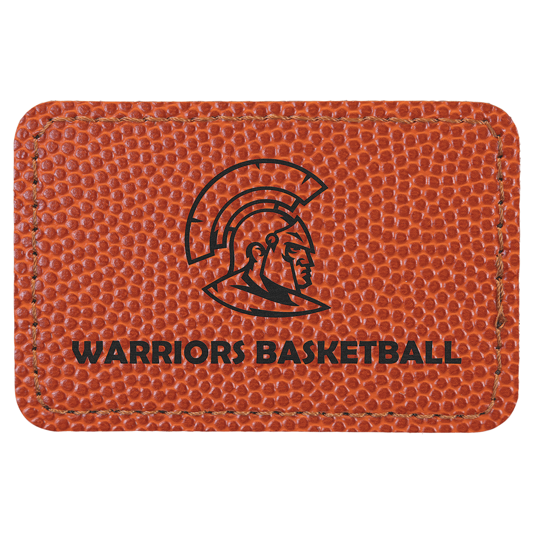 Rectangle Basketball Engravable Leatherette Patch with Adhesive - 3" x 2"