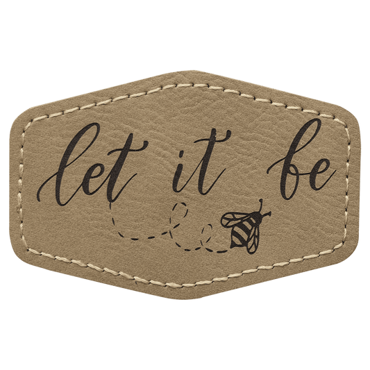 3" x 2" Hex Light Brown Laserable Leatherette Patch with Adhesive