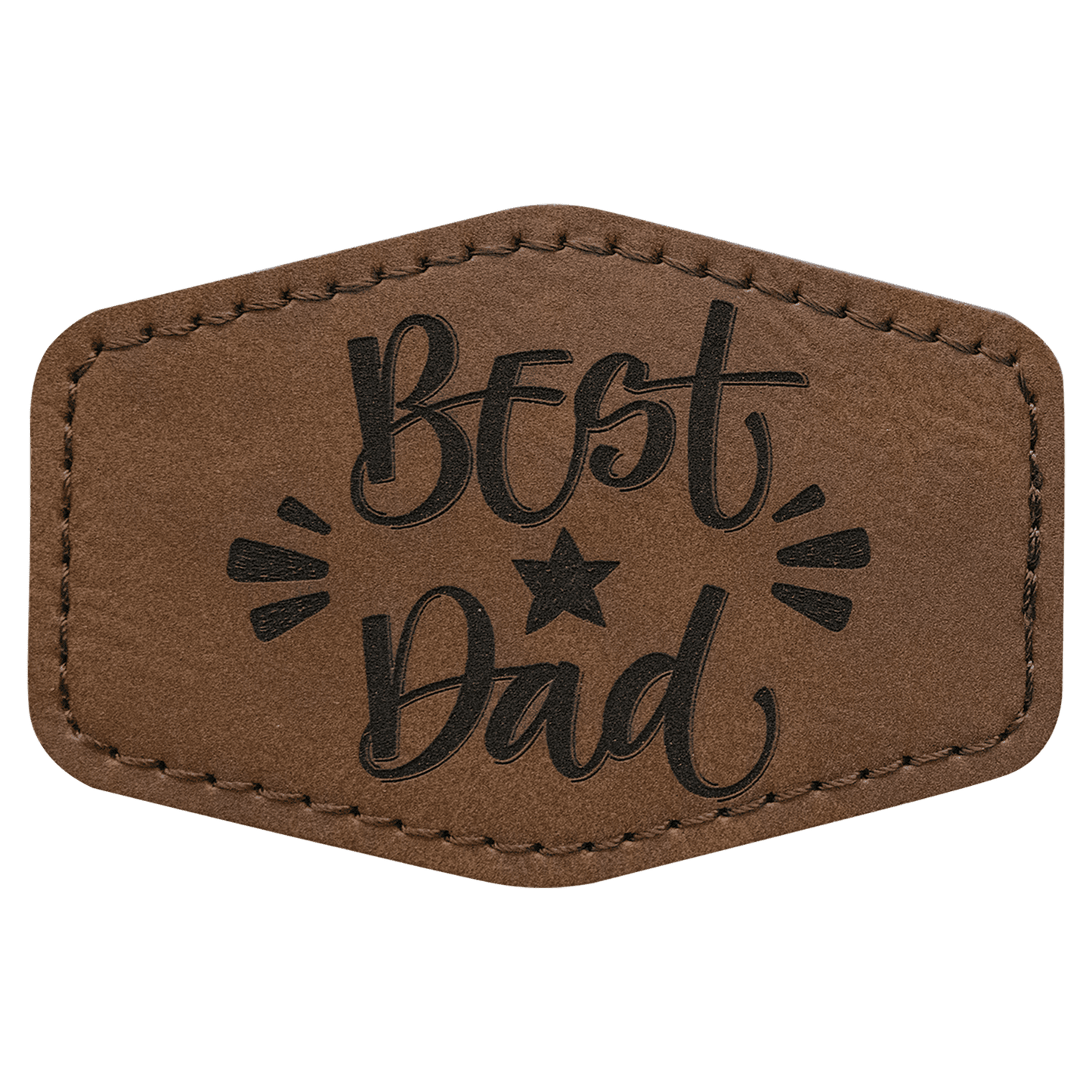 Hex Dark Brown Engravable Leatherette Patch with Adhesive - 3" x 2"