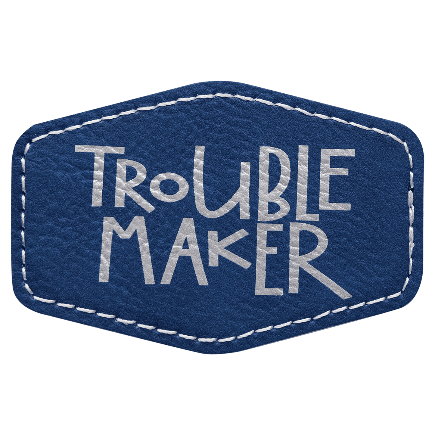Hex Blue/Silver Engravable Leatherette Patch with Adhesive - 3" x 2"