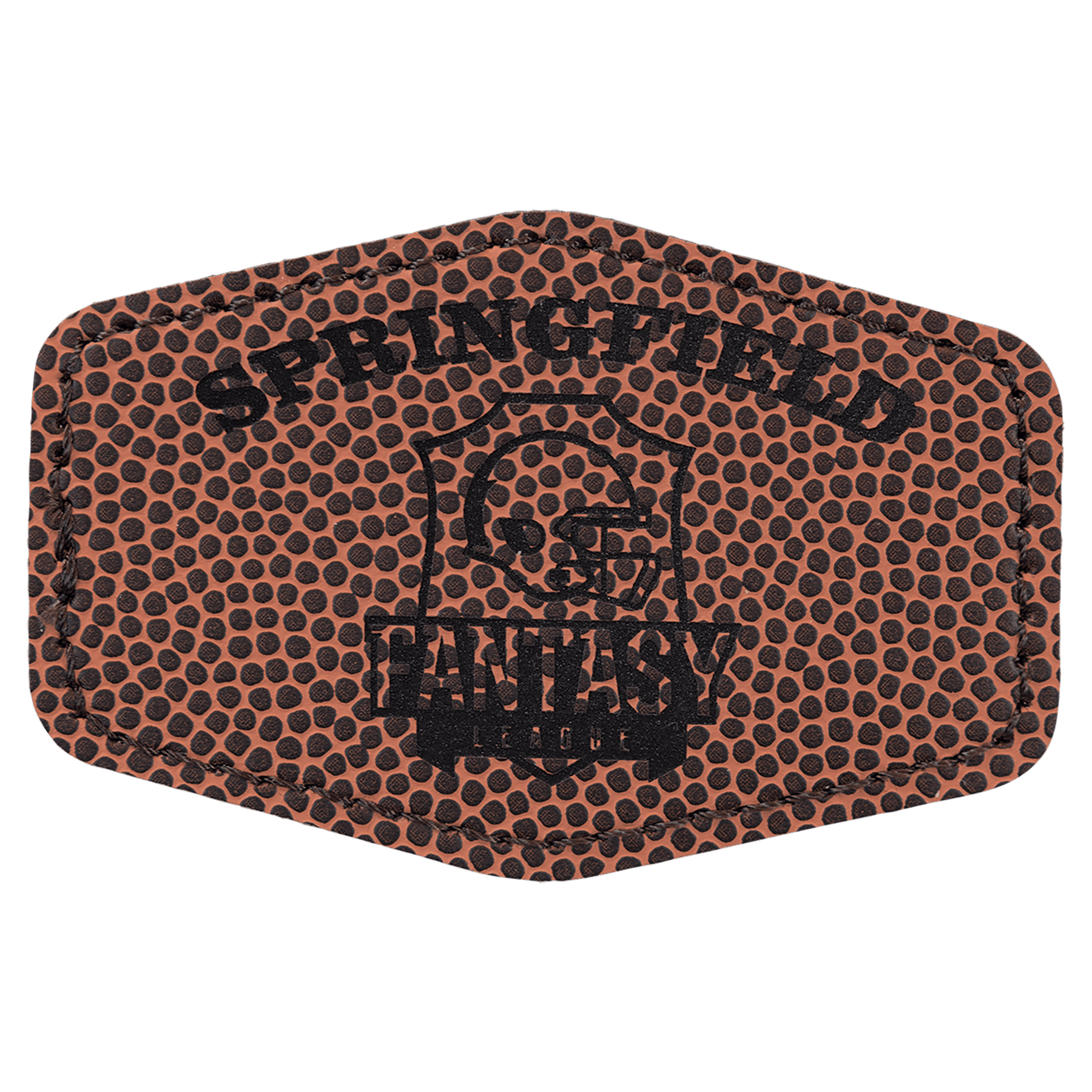 Hex Football Engravable Leatherette Patch with Adhesive - 3" x 2"