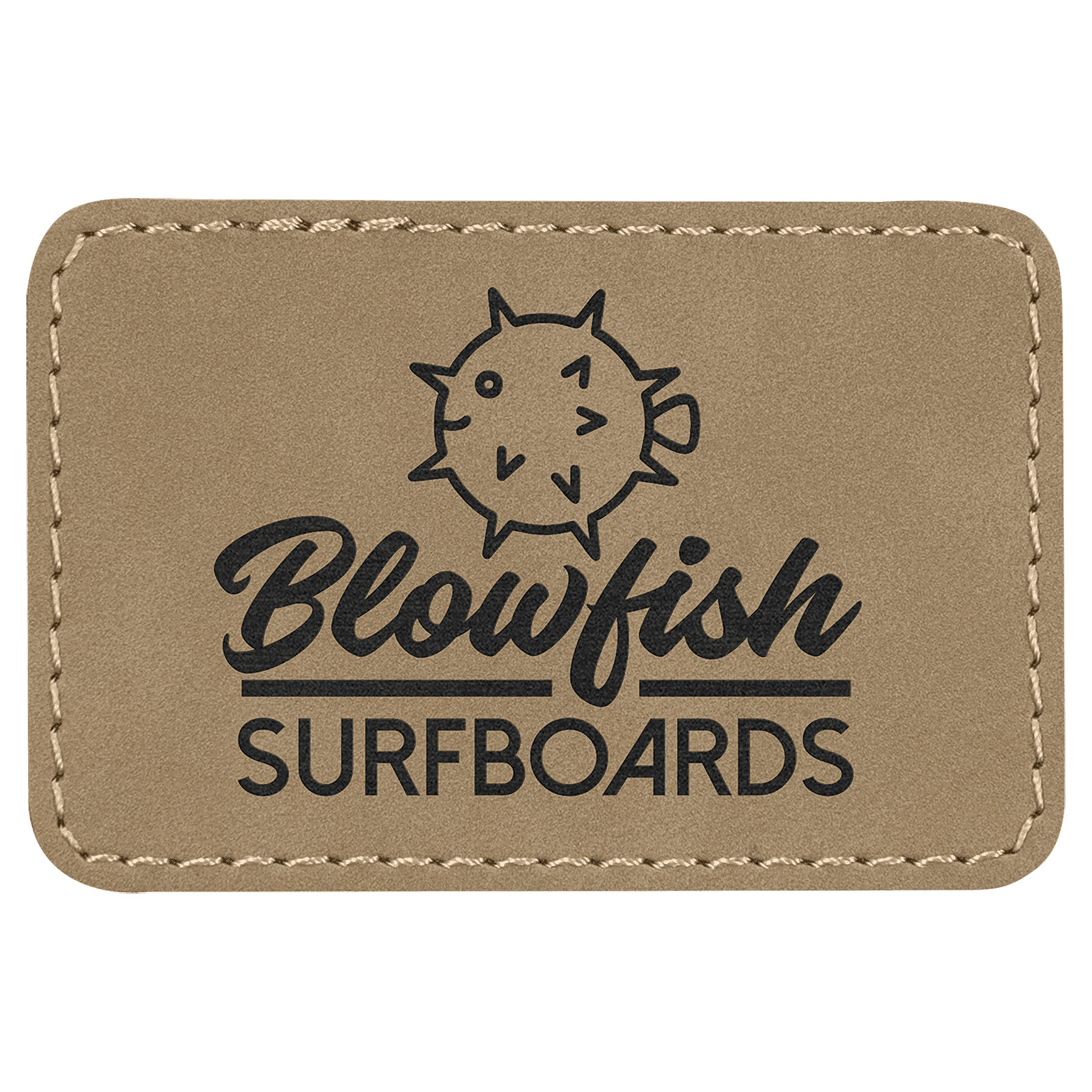 Light Brown Engravable Leatherette Rectangle Patch with Kota Pro Adhesive - 3" x 2"
