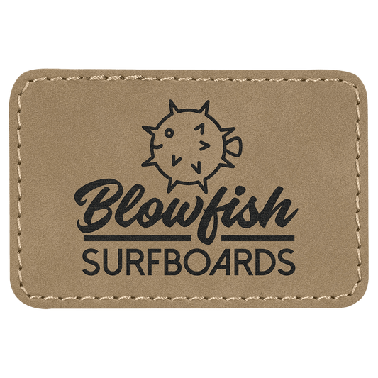 Light Brown Engravable Leatherette Rectangle Patch with Kota Pro Adhesive - 3" x 2"
