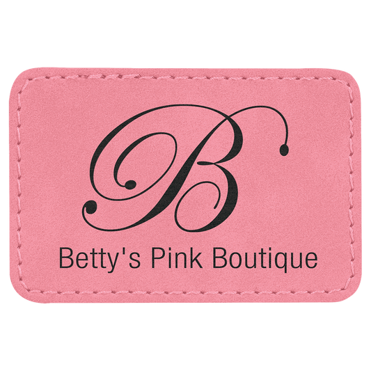 3" x 2" Pink Laserable Leatherette Rectangle Patch with Kota Pro Adhesive