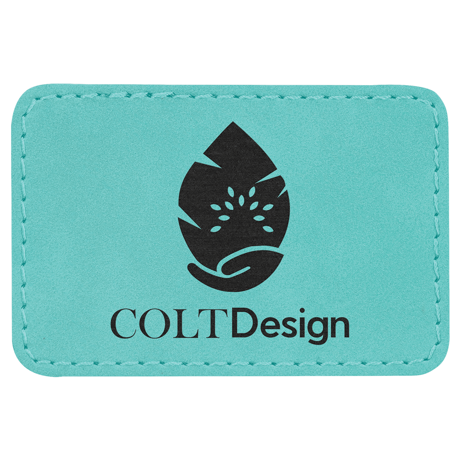Teal Engravable Leatherette Rectangle Patch with Kota Pro Adhesive - 3" x 2"