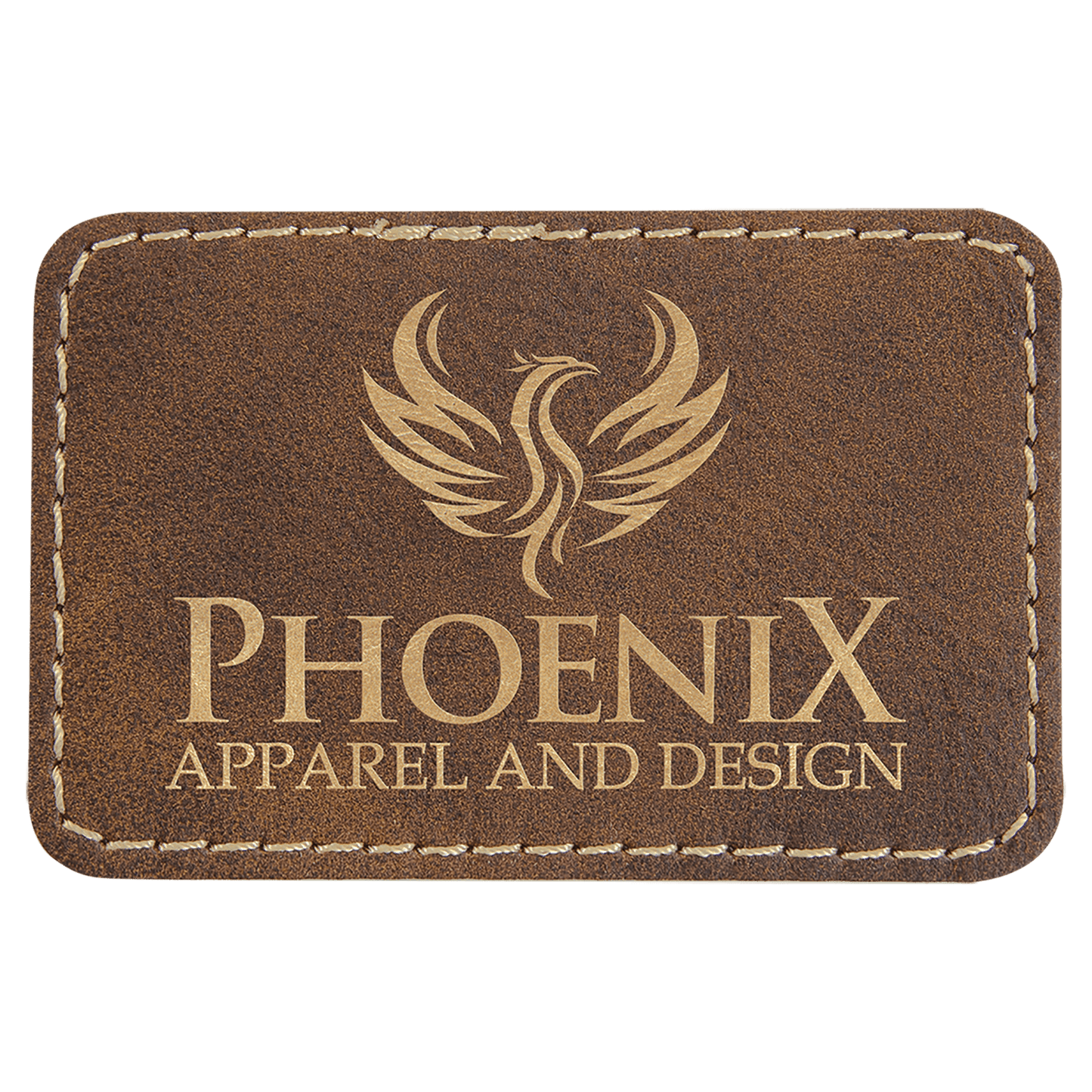 Rustic/Gold Engravable Leatherette Rectangle Patch with Kota Pro Adhesive - 3" x 2"