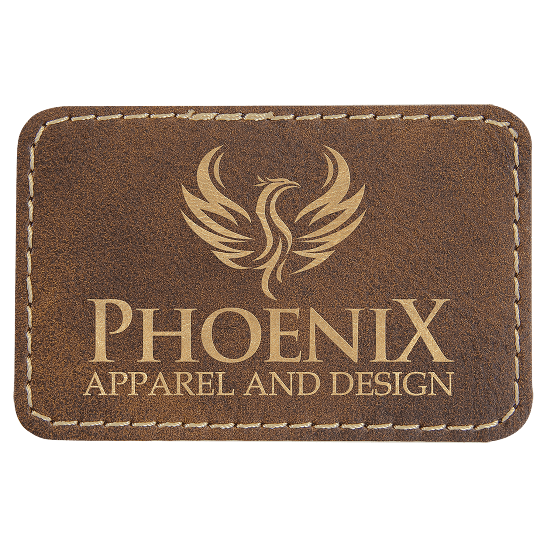 Rustic/Gold Engravable Leatherette Rectangle Patch with Kota Pro Adhesive - 3" x 2"