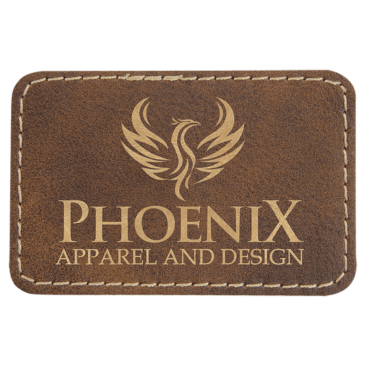 Rustic/Gold Engravable Leatherette Rectangle Patch with Kota Pro Adhesive - 3" x 2"