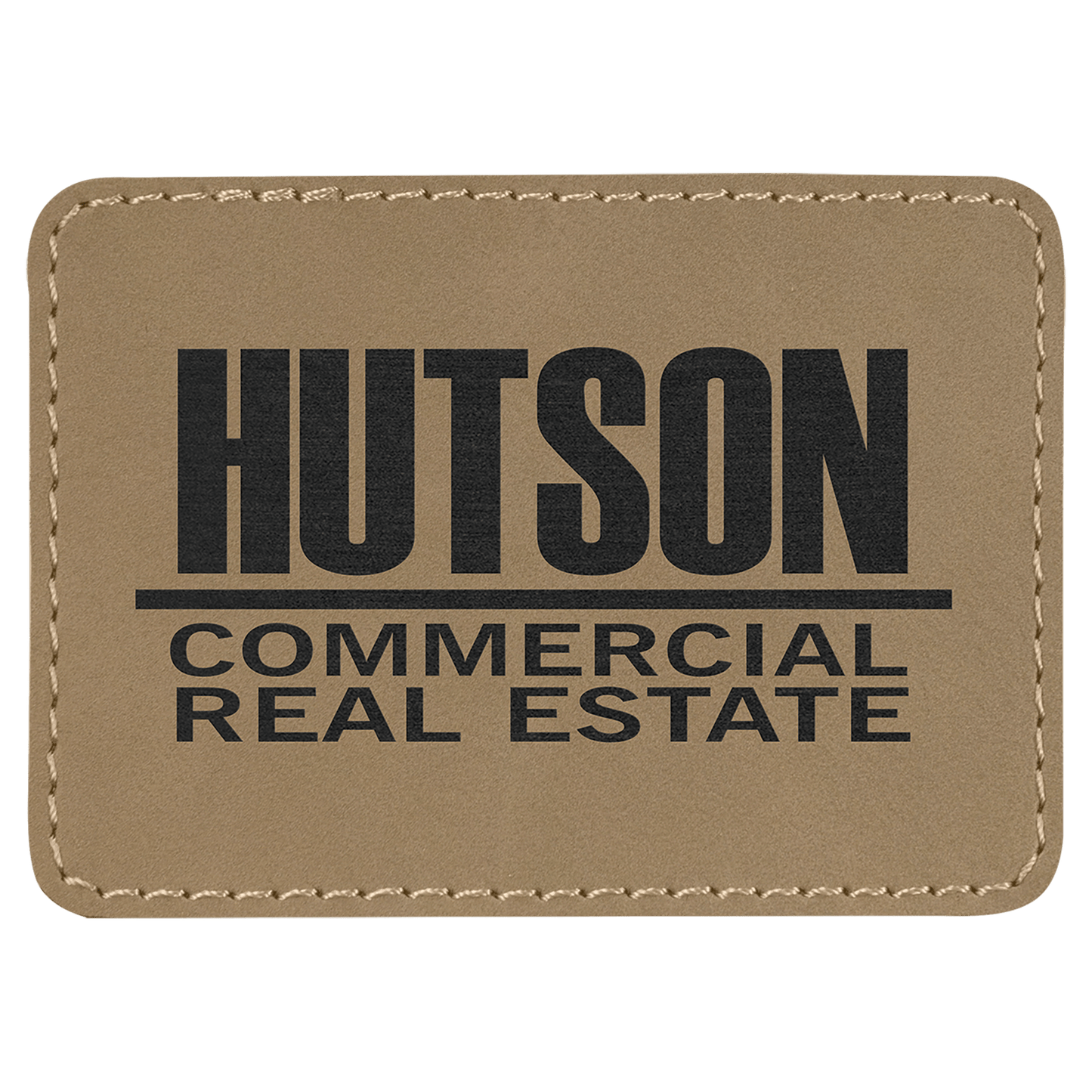 Rectangle Light Brown Engravable Leatherette Patch with Adhesive - 3 1/2" x 2 1/2"
