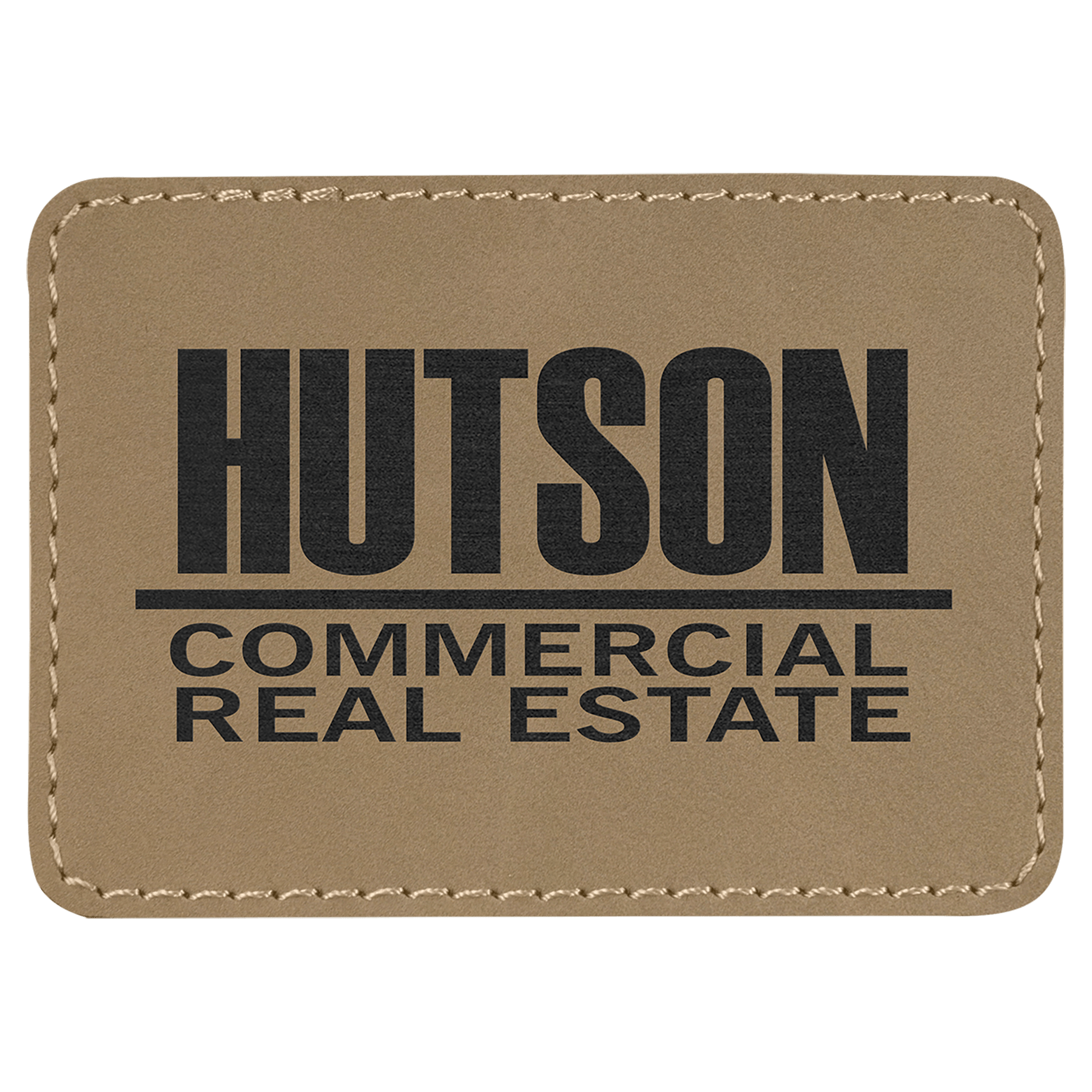 Rectangle Light Brown Engravable Leatherette Patch with Adhesive - 3 1/2" x 2 1/2"