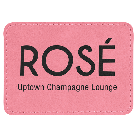 Rectangle Pink Engravable Leatherette Patch with Adhesive - 3 1/2" x 2 1/2"