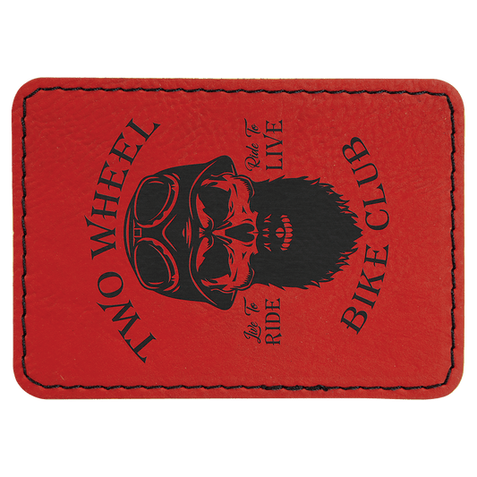 Rectangle Red Engravable Leatherette Patch with Adhesive - 3 1/2" x 2 1/2"