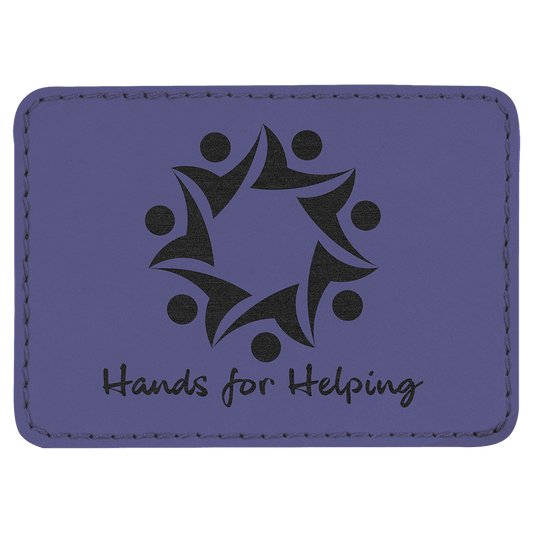 Rectangle Purple Engravable Leatherette Patch with Adhesive - 3 1/2" x 2 1/2"