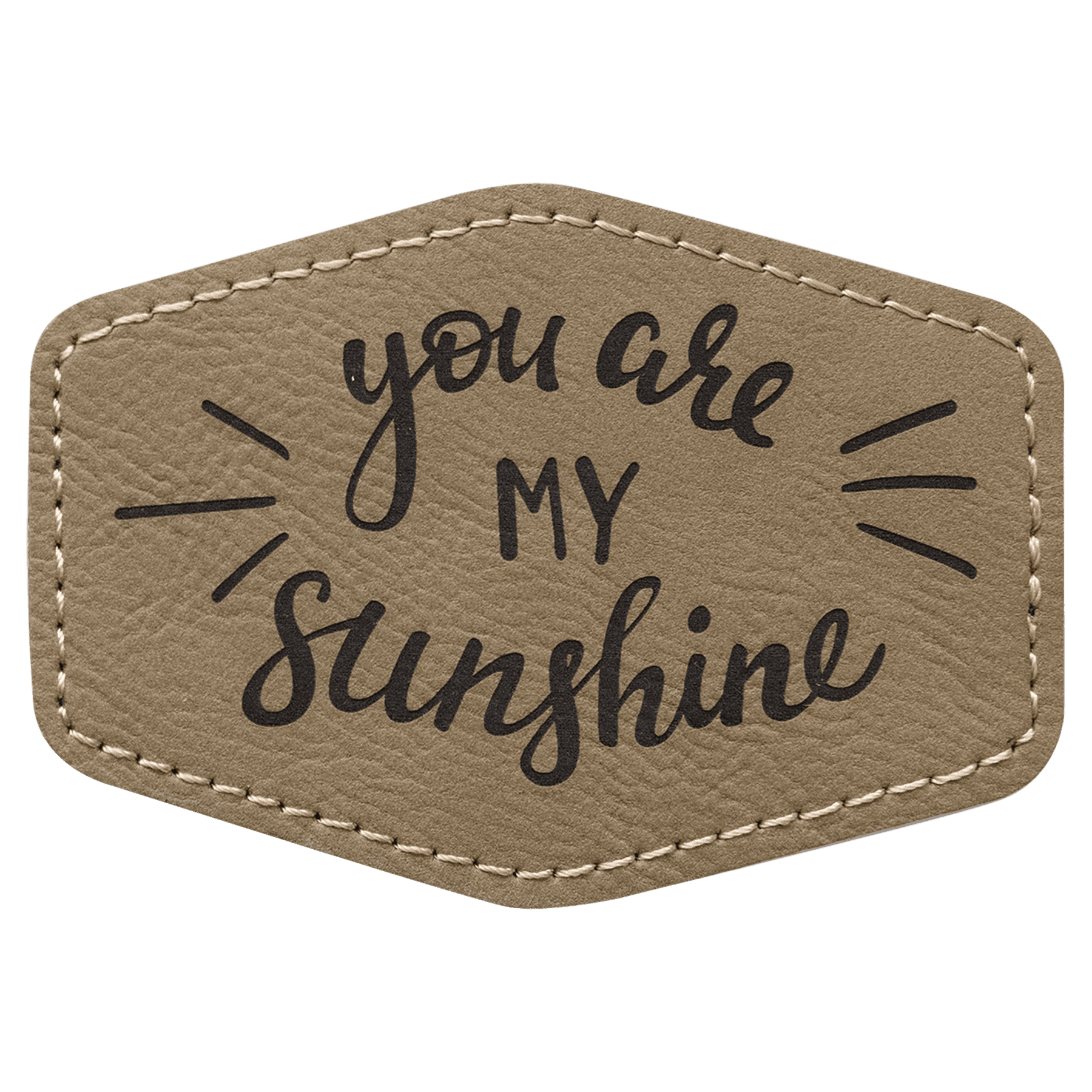 Hex Light Brown Engravable Leatherette Patch with Adhesive - 3 1/2" x 2 1/2"