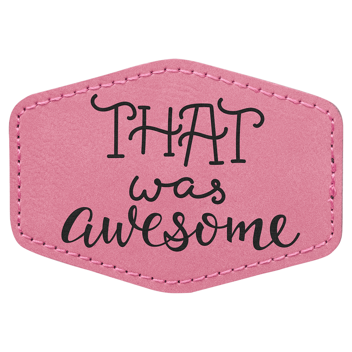 Hex Pink Engravable Leatherette Patch with Adhesive - 3 1/2" x 2 1/2"
