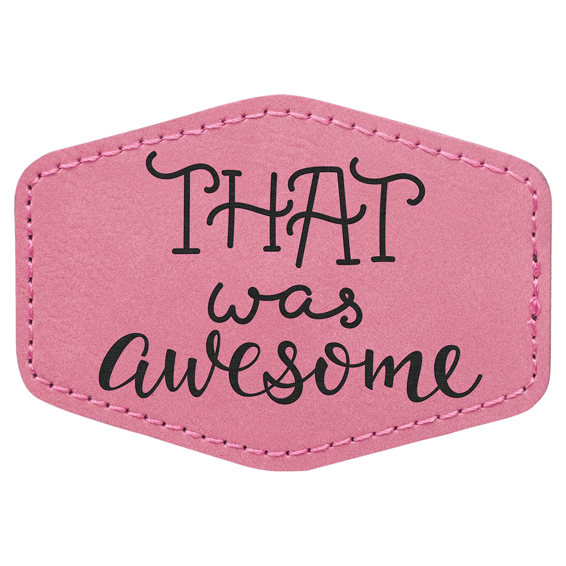 Hex Pink Engravable Leatherette Patch with Adhesive - 3 1/2" x 2 1/2"
