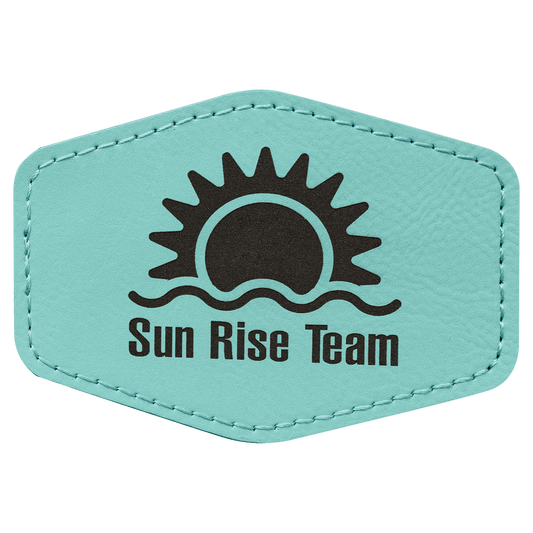 3 1/2" x 2 1/2" Hex Teal Laserable Leatherette Patch with Adhesive