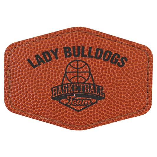 3 1/2" x 2 1/2" Hex Basketball Laserable Leatherette Patch with Adhesive