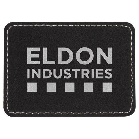 3 1/2" x 2 1/2" Black/Silver Laserable Leatherette Rectangle Patch with Kota Pro Adhesive