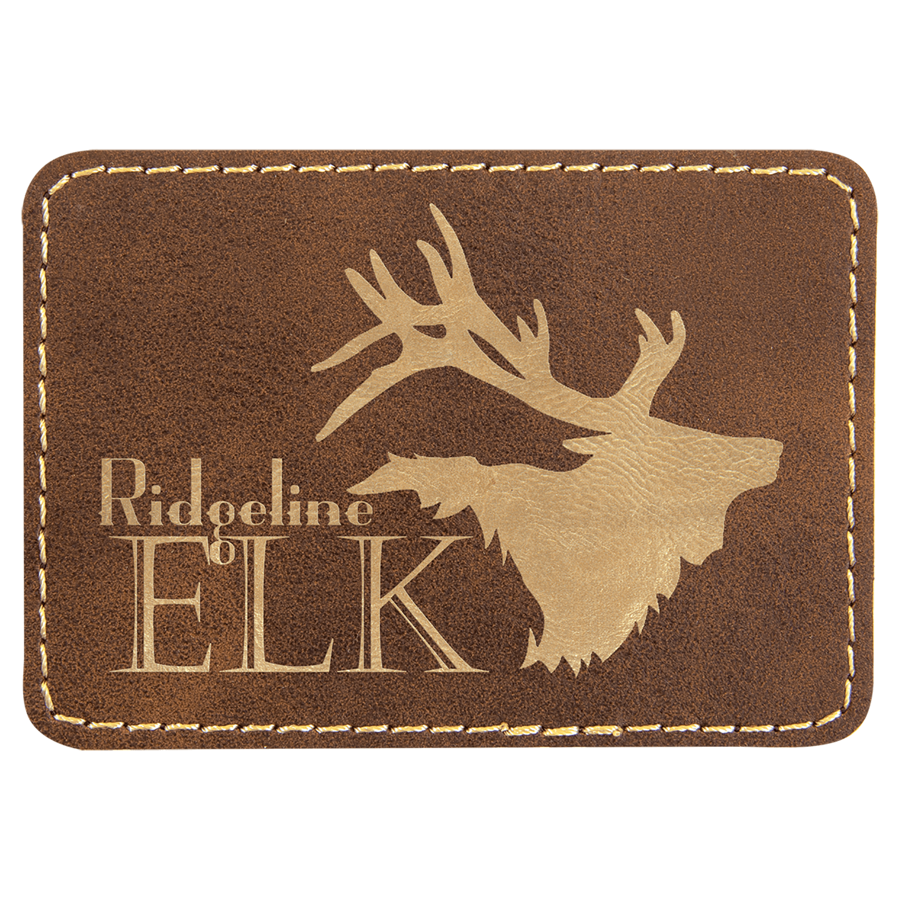 Rustic/Gold Engravable Leatherette Rectangle Patch with Kota Pro Adhesive - 3 1/2" x 2 1/2"