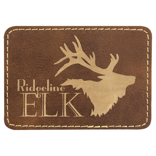 Rustic/Gold Engravable Leatherette Rectangle Patch with Kota Pro Adhesive - 3 1/2" x 2 1/2"