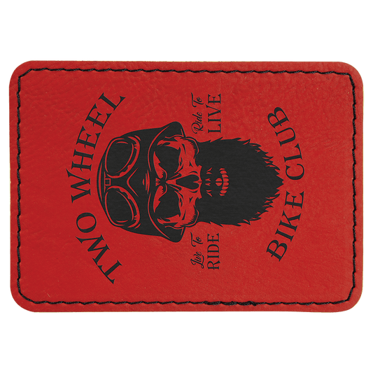 Red Engravable Leatherette Rectangle Patch with Kota Pro Adhesive - 3 1/2" x 2 1/2"