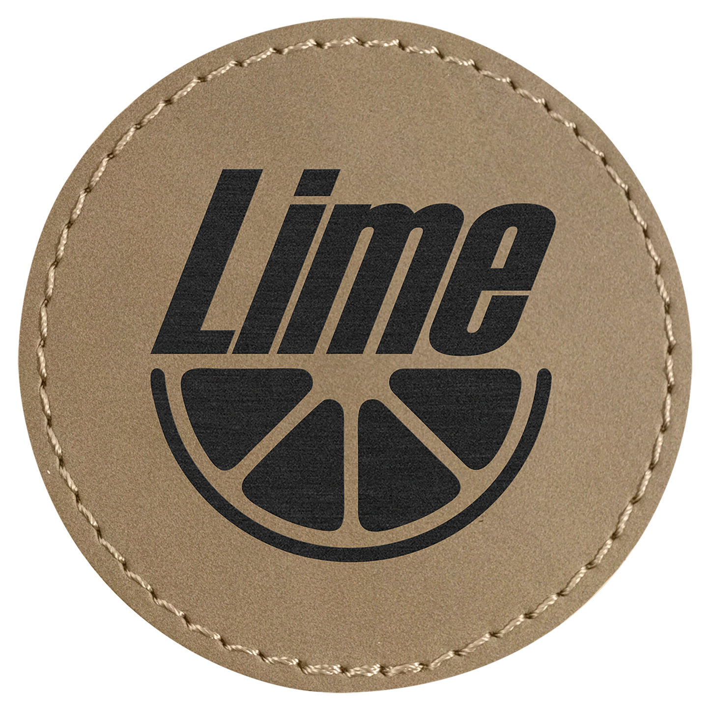 Round Light Brown Engravable Leatherette Patch with Adhesive - 2 1/2"