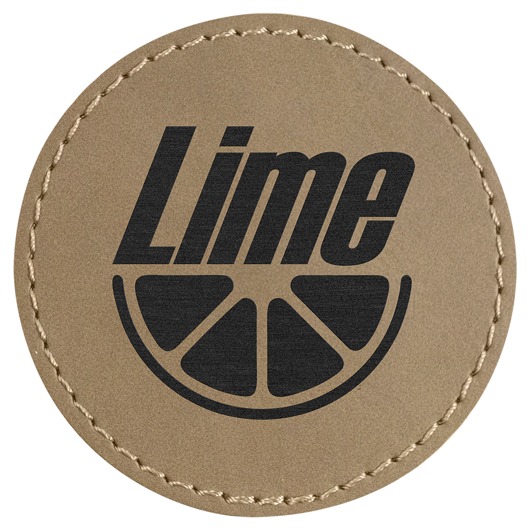 Round Light Brown Engravable Leatherette Patch with Adhesive - 2 1/2"