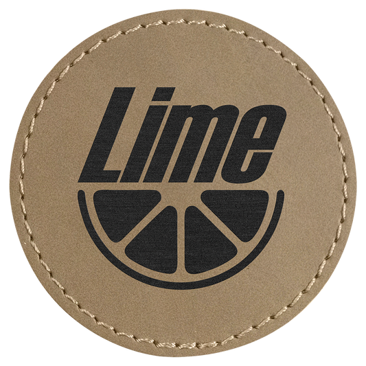 Round Light Brown Engravable Leatherette Patch with Adhesive - 2 1/2"