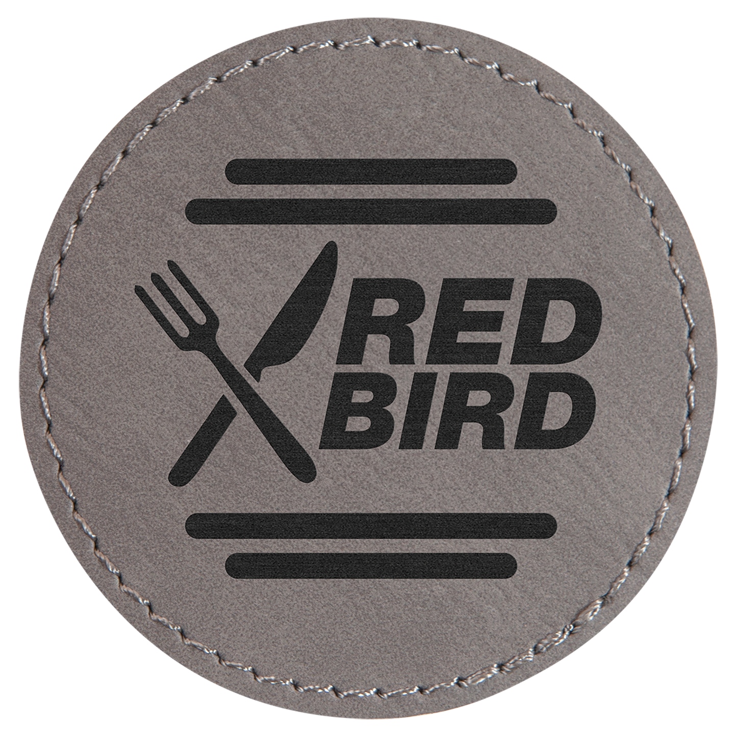 Round Gray Engravable Leatherette Patch with Adhesive - 2 1/2"