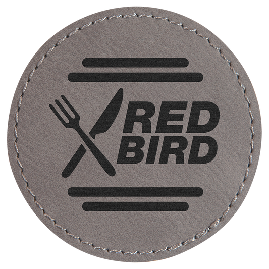 Round Gray Engravable Leatherette Patch with Adhesive - 2 1/2"