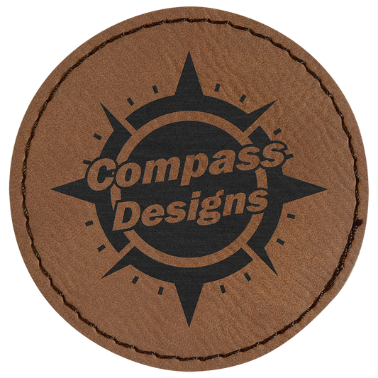 Round Dark Brown Engravable Leatherette Patch with Adhesive - 2 1/2"