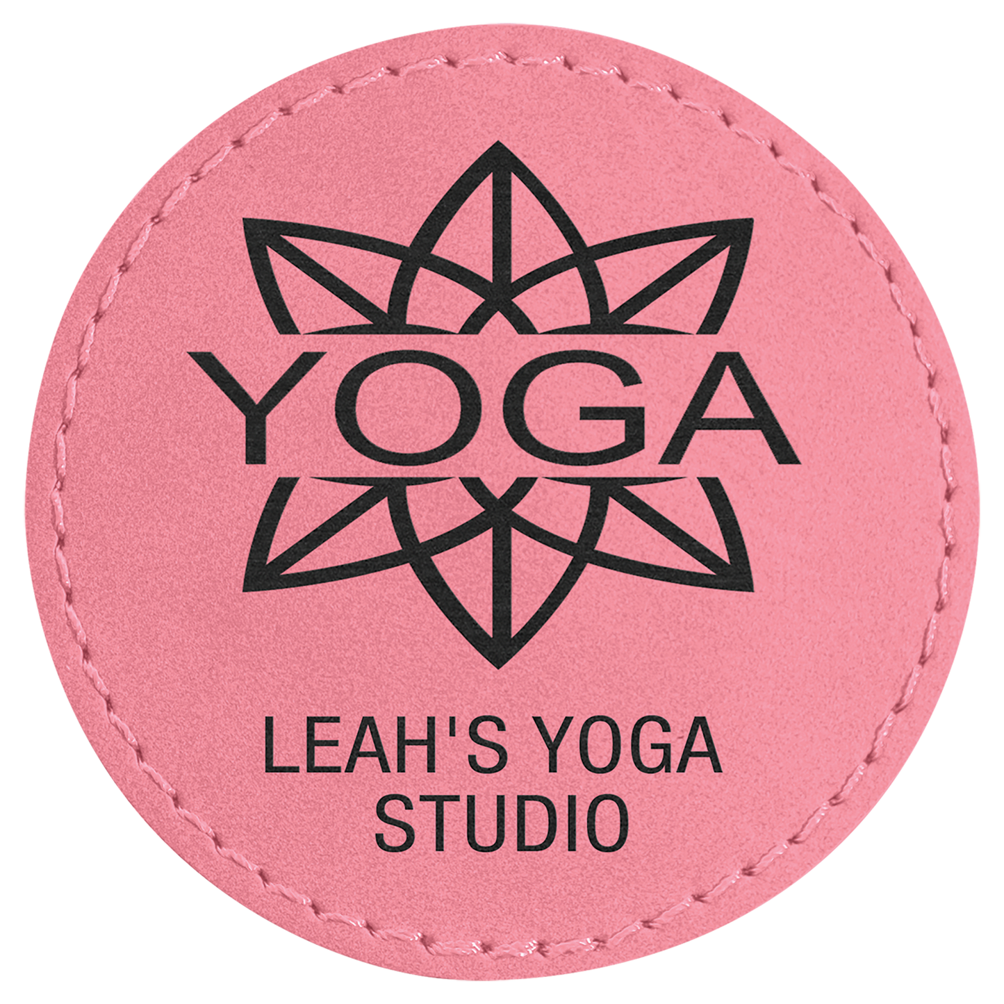 Round Pink Engravable Leatherette Patch with Adhesive - 2 1/2"