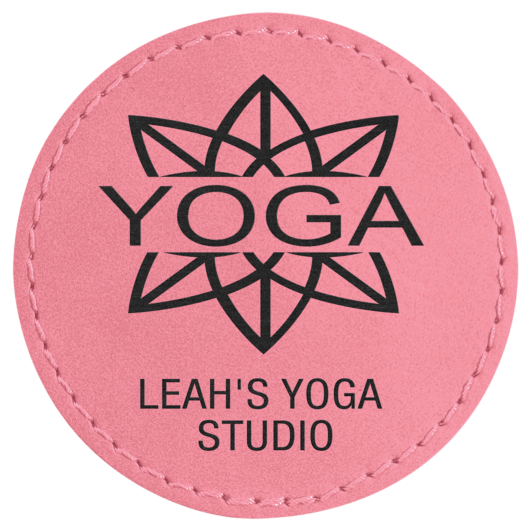 Round Pink Engravable Leatherette Patch with Adhesive - 2 1/2"