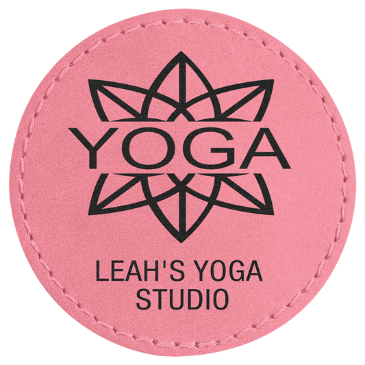 Round Pink Engravable Leatherette Patch with Adhesive - 2 1/2"